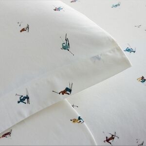 ❤️BUY 2 GET 1 FREE  West Elm Cotton Percale Skiers Sheet Set, King, White, $169